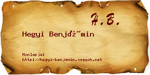 Hegyi Benjámin névjegykártya